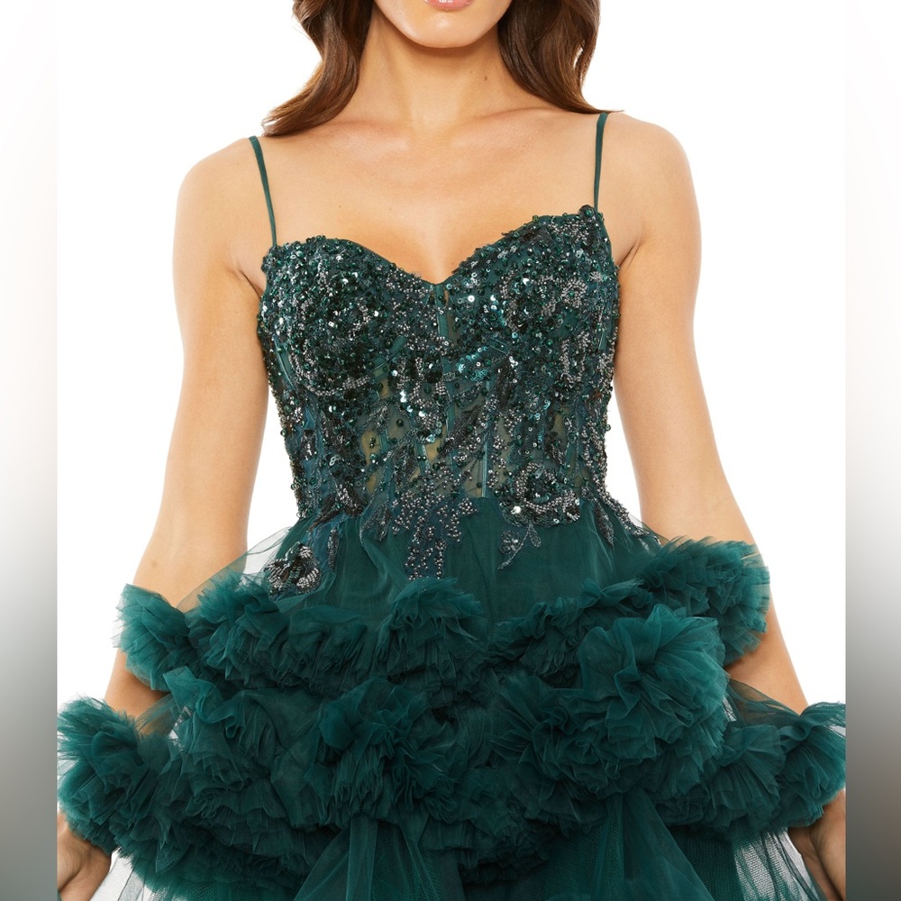 Mac Duggal Green Sequin Mini Dress - Picture 6 of 8